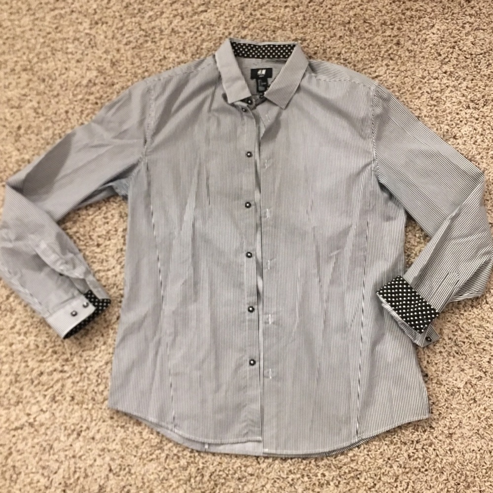 Black and white striped H&M dress shirt